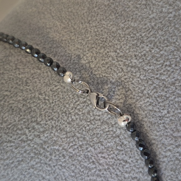 CHOKER & BRACLET Facted black Hematite & Round beads - Picture 3 of 5